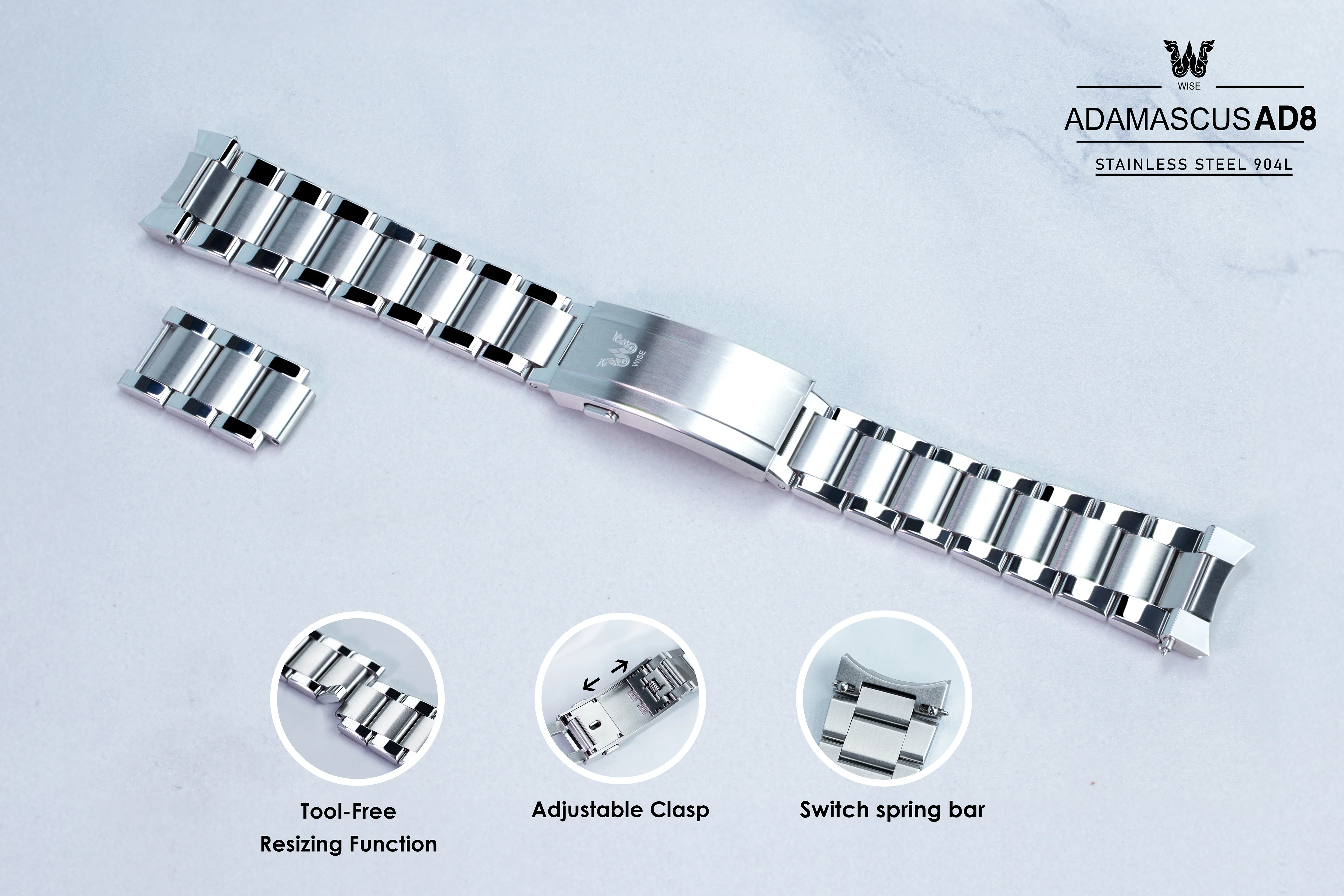 ADAMASCUS AD820A-S Stainless 904L Bracelet Set - Image 7