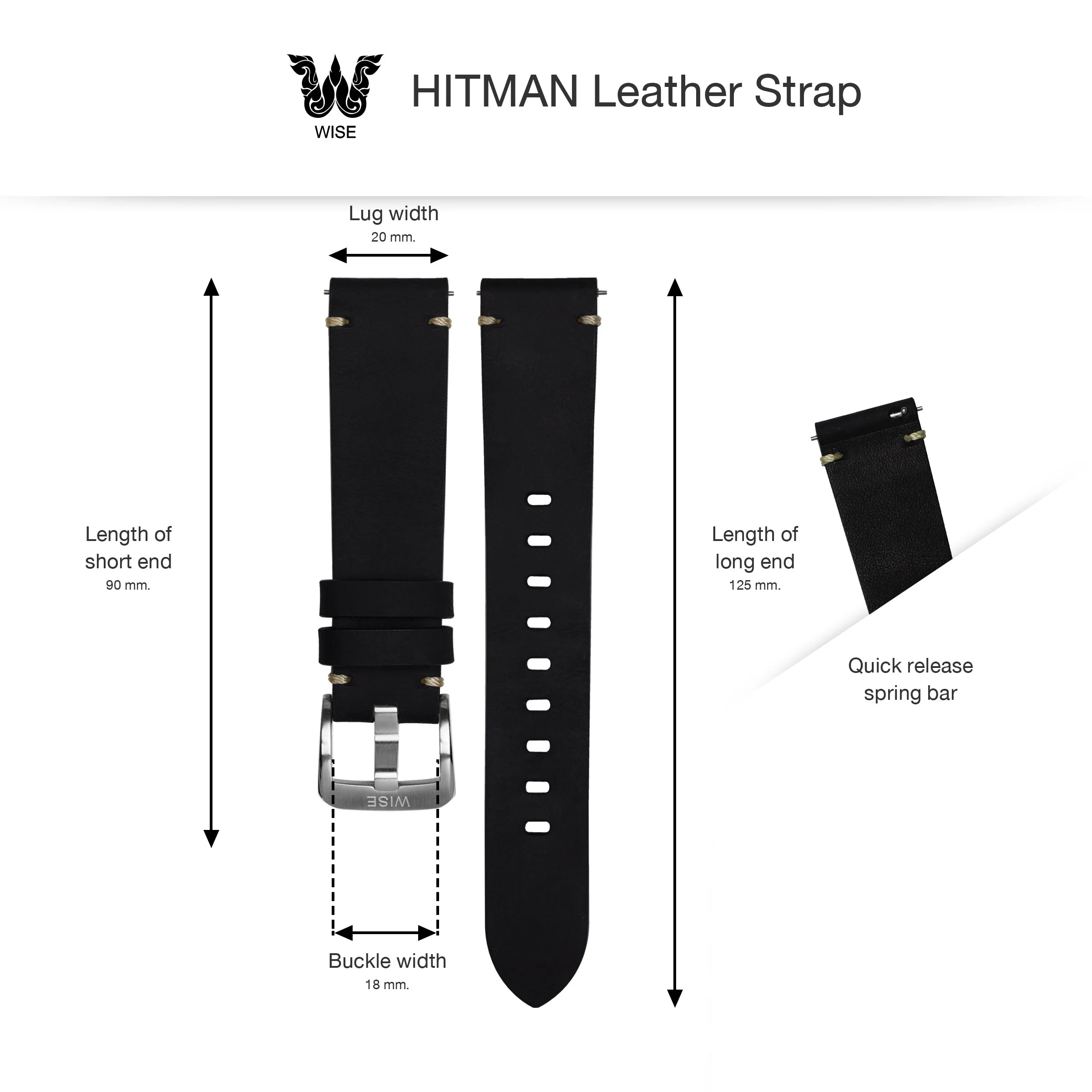 WISE Crazy Horse Leather Strap 20 mm. - Image 7